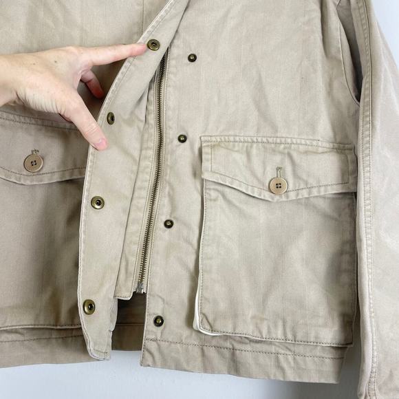 Madewell Women’s Tan Cropped Cargo Jacket with a pockets Zip Up LIKE NEW size M - Picture 5 of 8